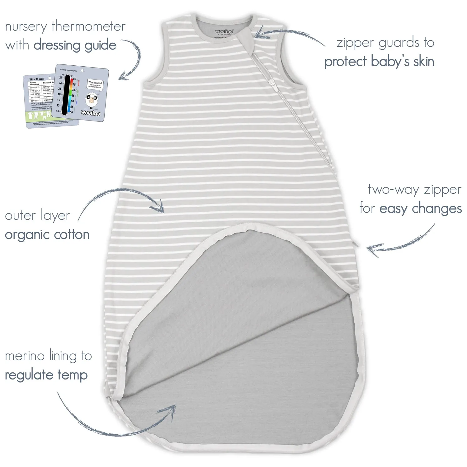 4 Season® Basic Baby Sleeping Bag, Merino Wool & Organic Cotton, Night Sky™