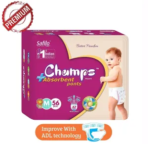 952 Premium Champs High Absorbent Pant Style Diaper Medium Size, 40 Pieces (952_Medium_40)