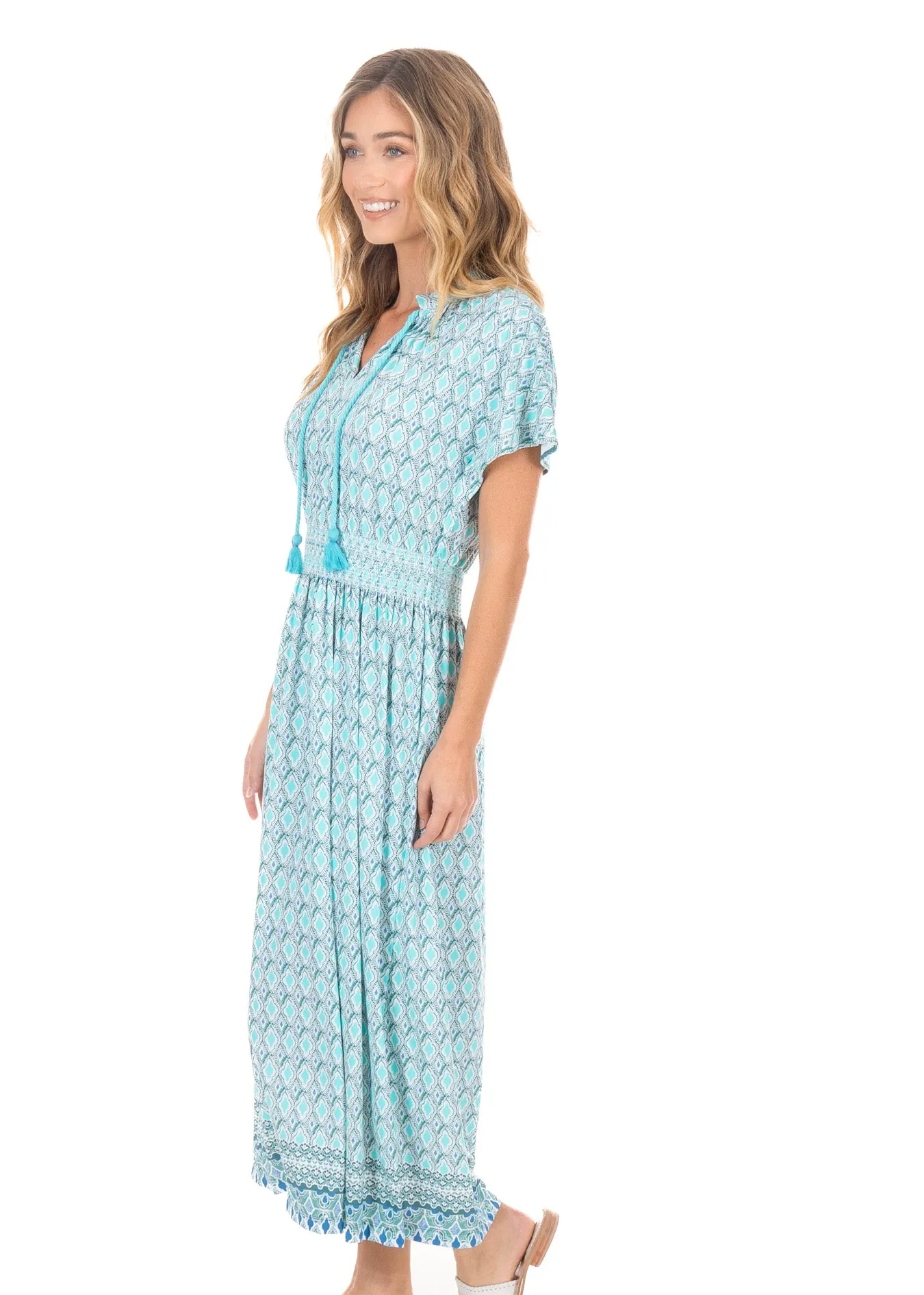 Amalfi Coast Smocked Waist Maxi Dress