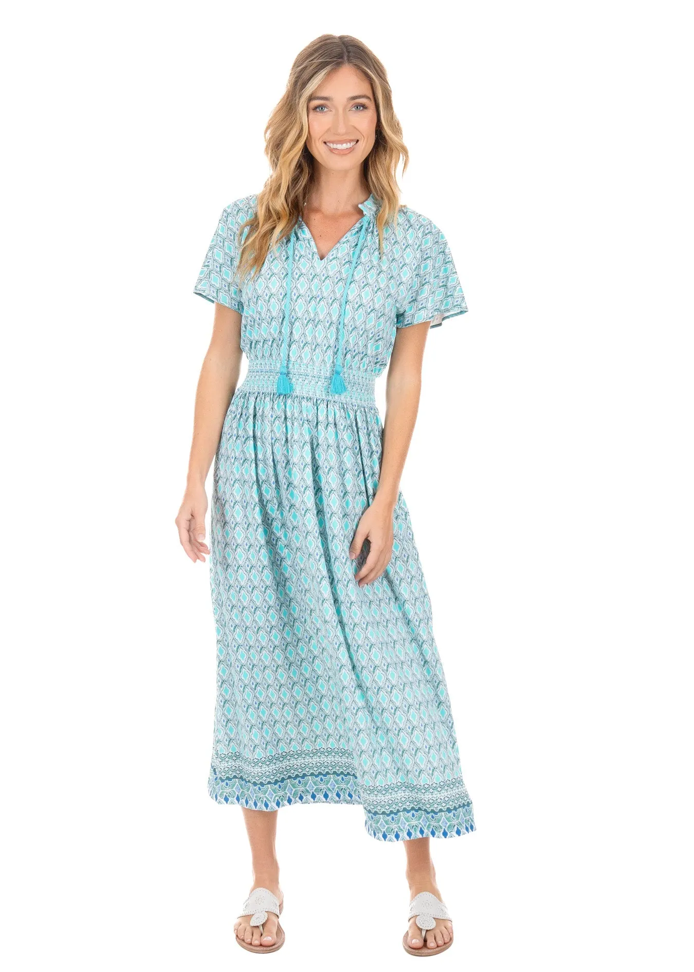 Amalfi Coast Smocked Waist Maxi Dress