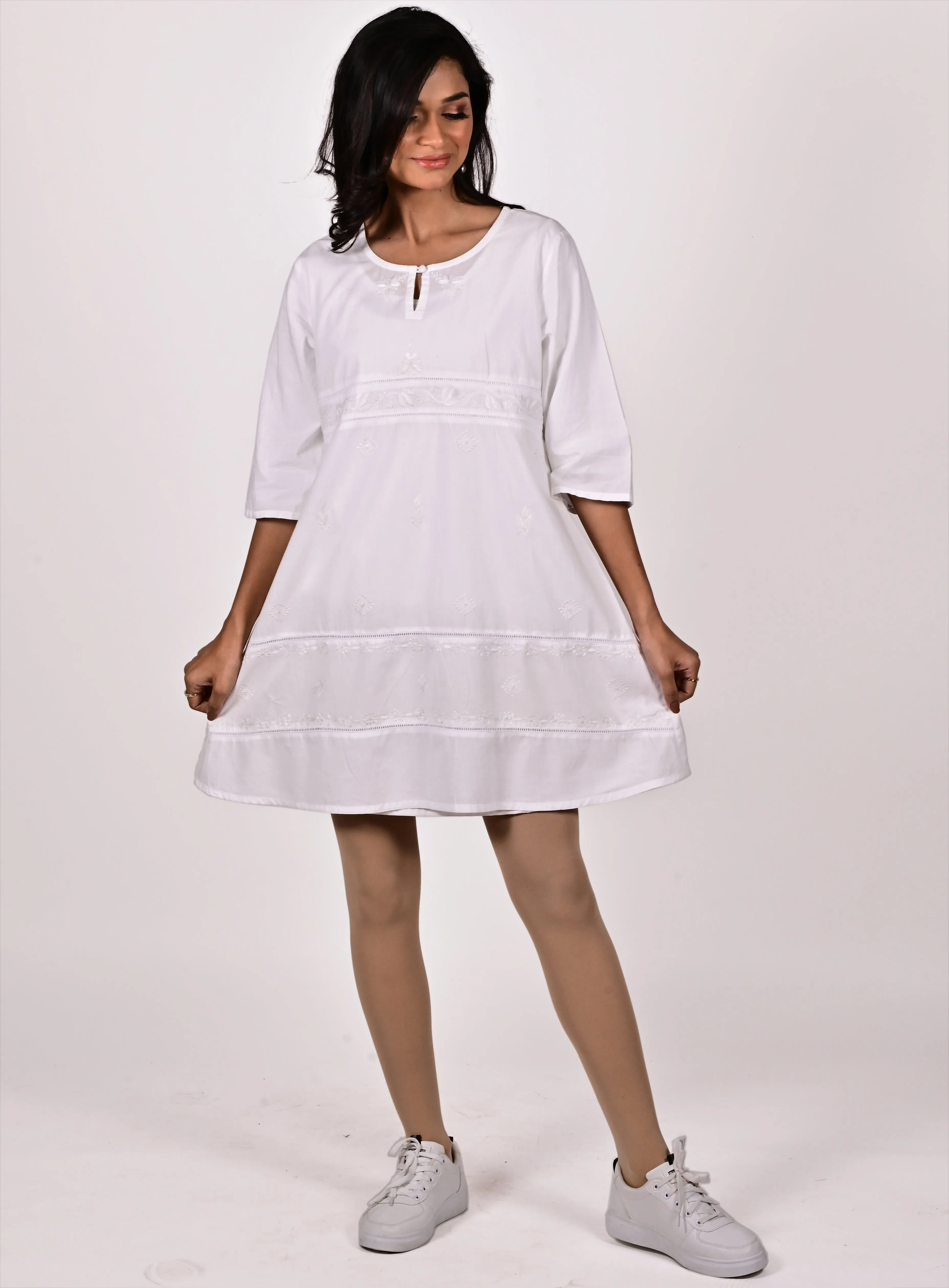 ANNA Pure Cotton Hans Embroidered Tunic Dress Kurti