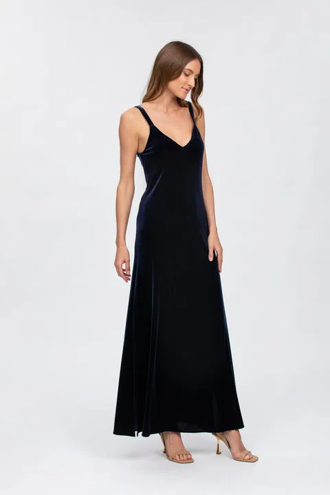 Auriga Navy Maxi Maternity Dress with Side Slit