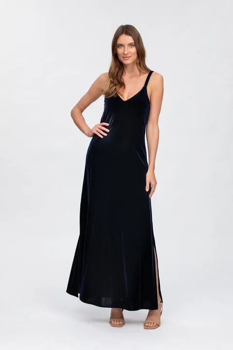 Auriga Navy Maxi Maternity Dress with Side Slit