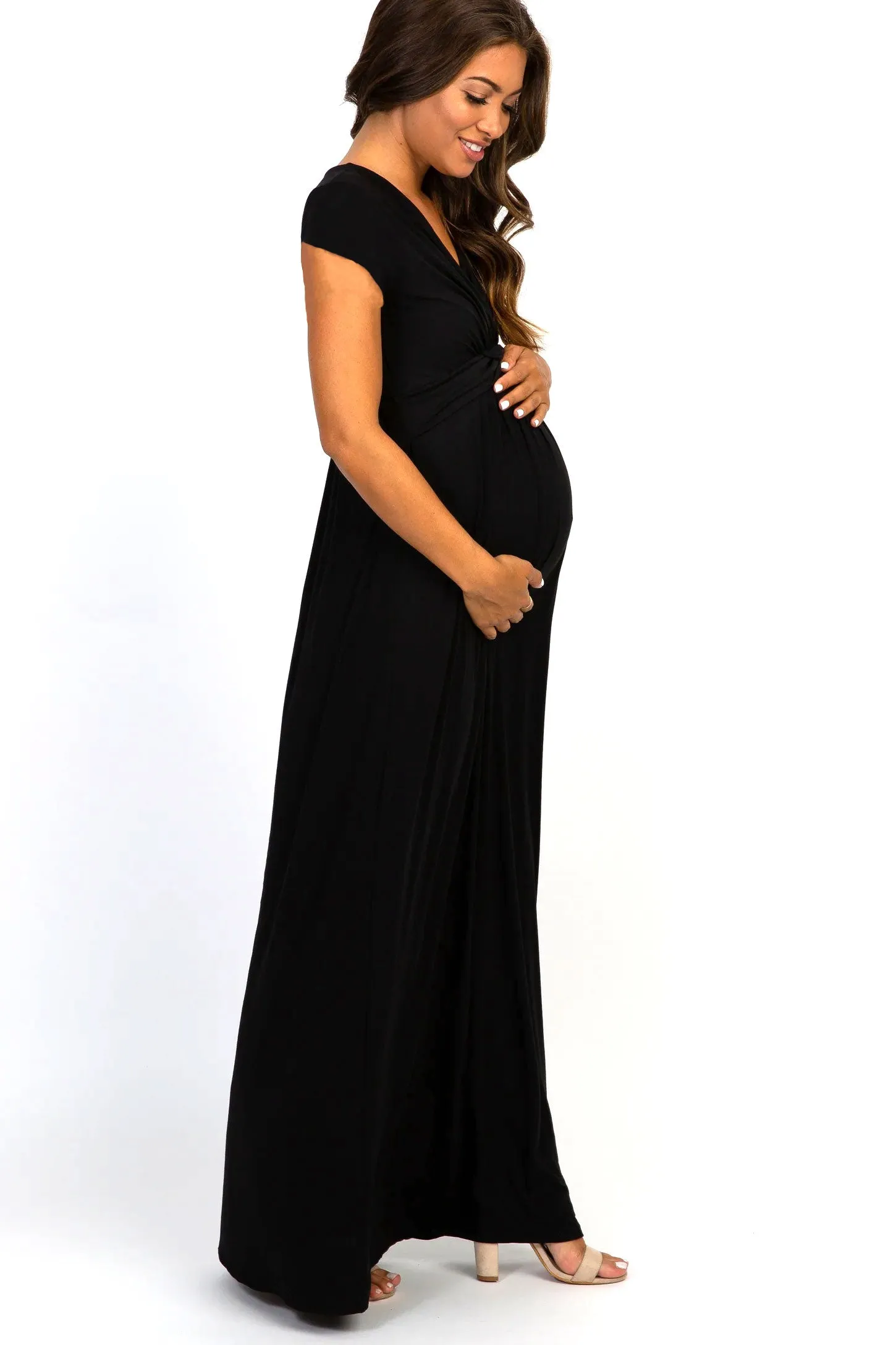 Ava Evening Maternity & Nursing Gown in Caviar