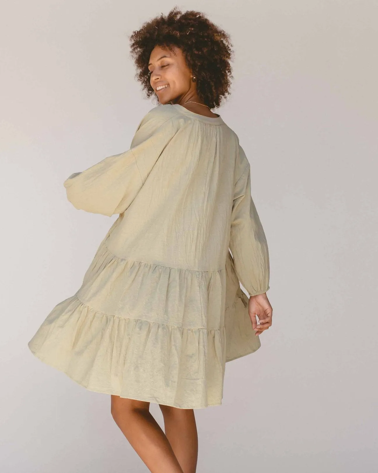 Avalon Smock Dress- Sage