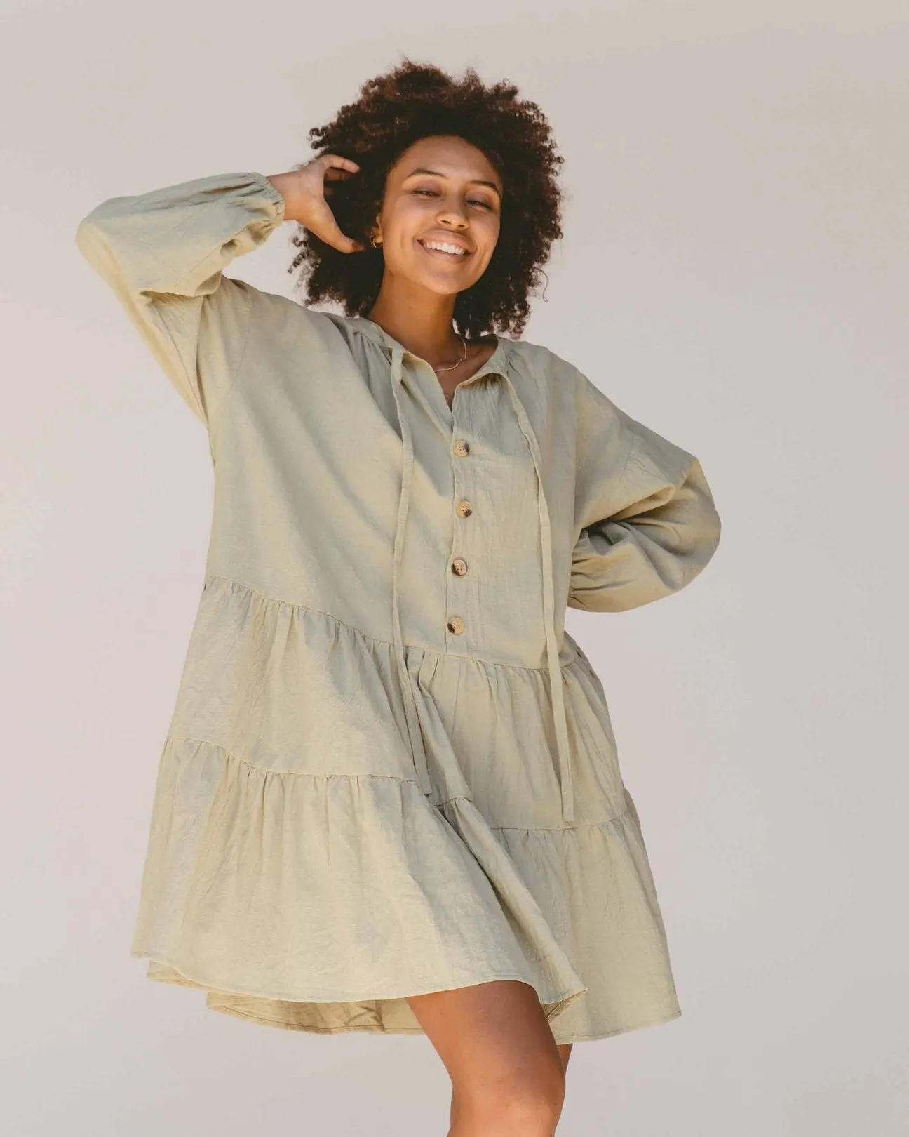 Avalon Smock Dress- Sage