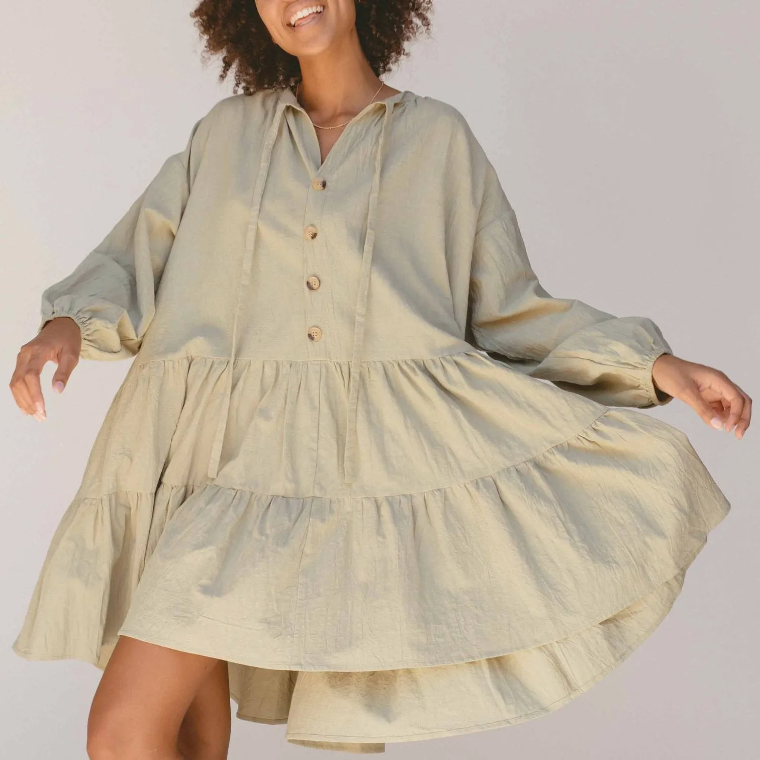 Avalon Smock Dress- Sage