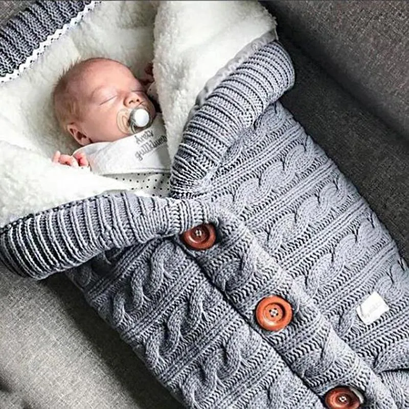 Baby Knitted Brushed Wool Out Door Stroller Sleeping Bag