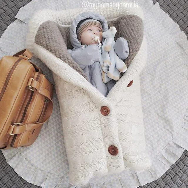 Baby Knitted Brushed Wool Out Door Stroller Sleeping Bag