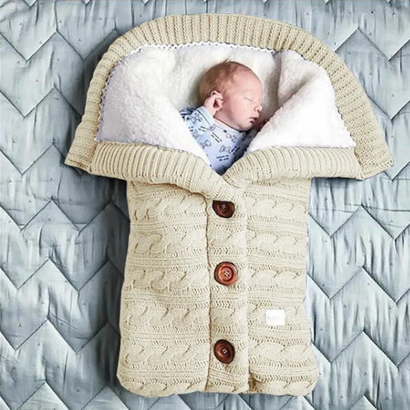 Baby Knitted Brushed Wool Out Door Stroller Sleeping Bag