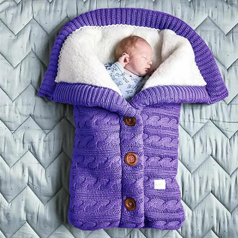 Baby Knitted Brushed Wool Out Door Stroller Sleeping Bag