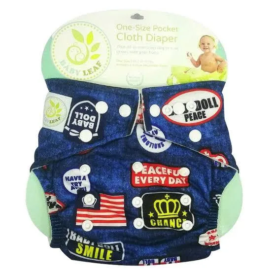 Baby Leaf Denim Print One-Size Cloth Diapers