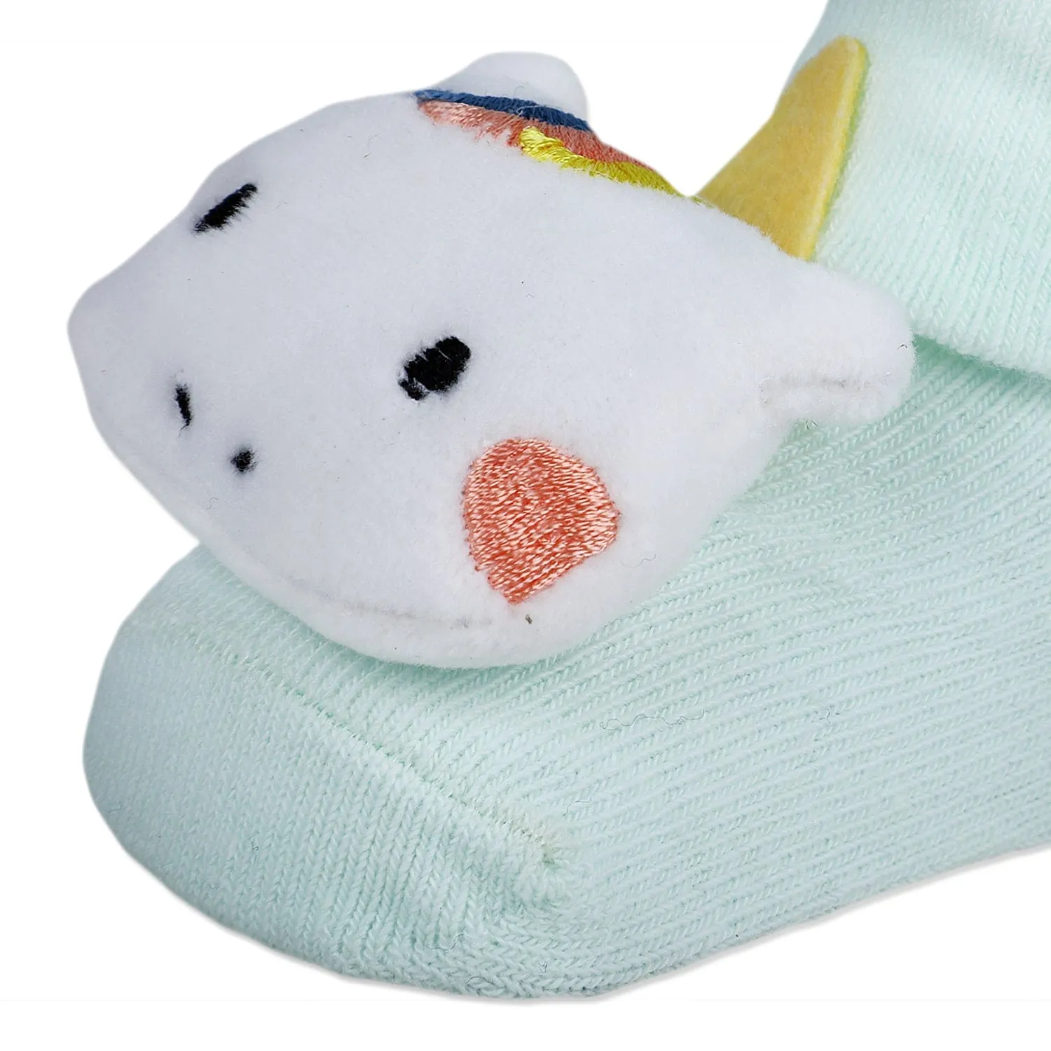 Baby Moo Magical Unicorn Cotton Anti-Skid 3D Socks - Mint Green