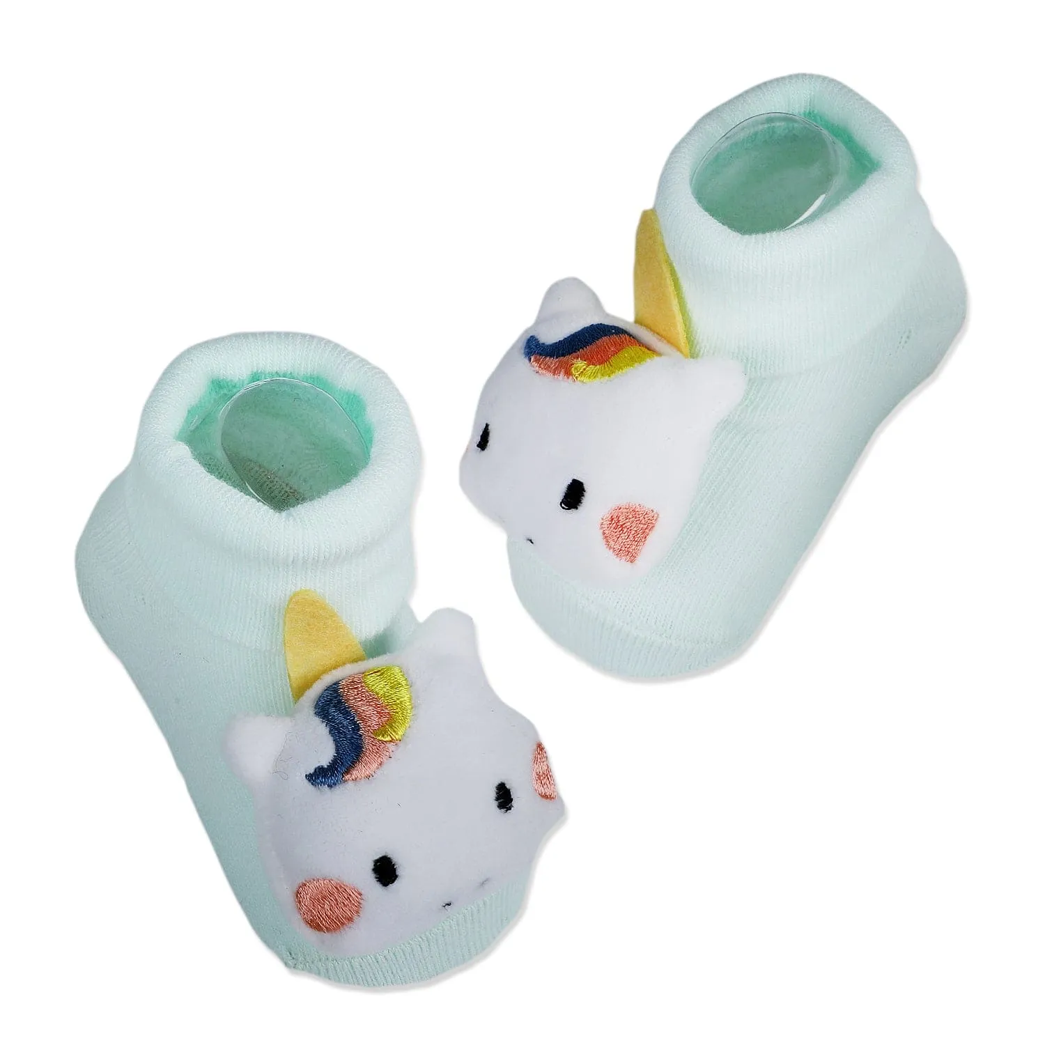 Baby Moo Magical Unicorn Cotton Anti-Skid 3D Socks - Mint Green