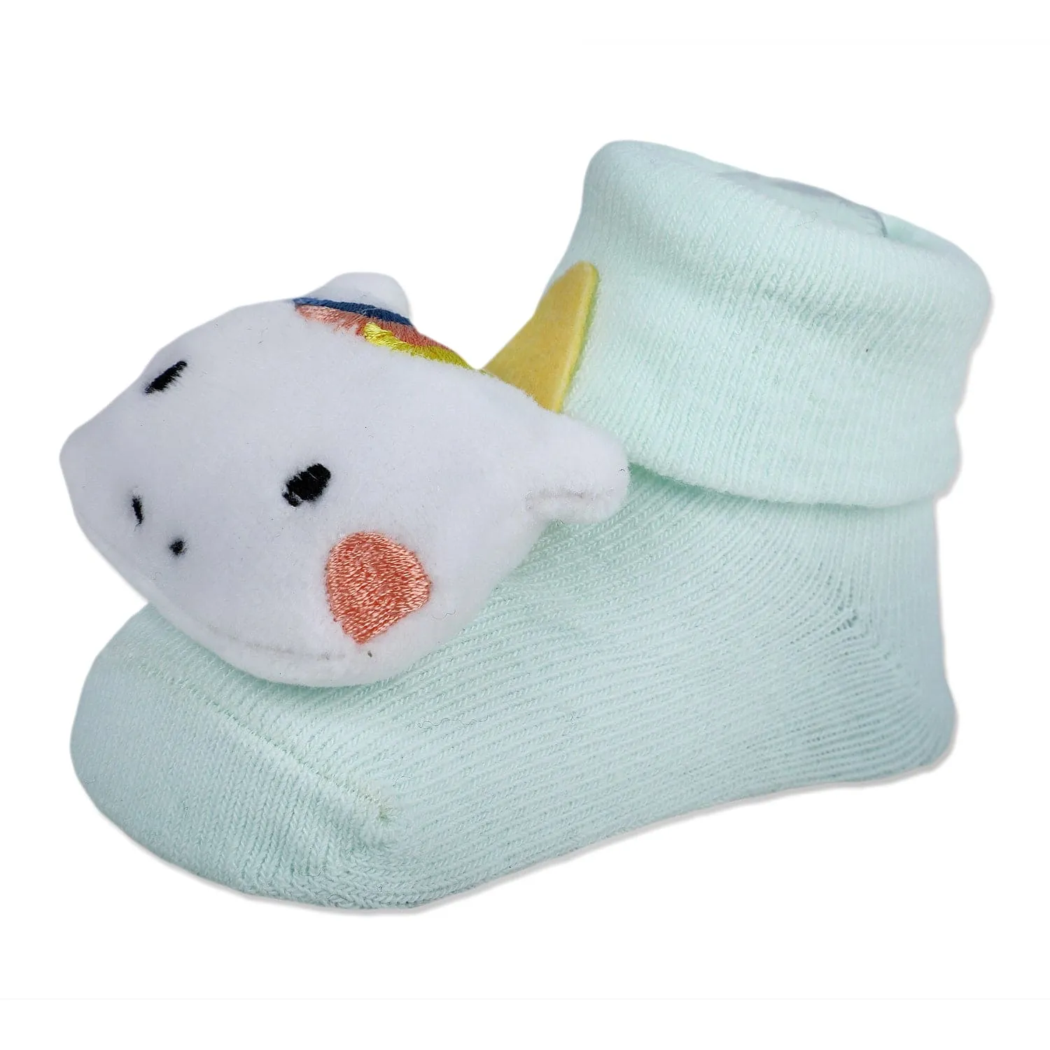 Baby Moo Magical Unicorn Cotton Anti-Skid 3D Socks - Mint Green