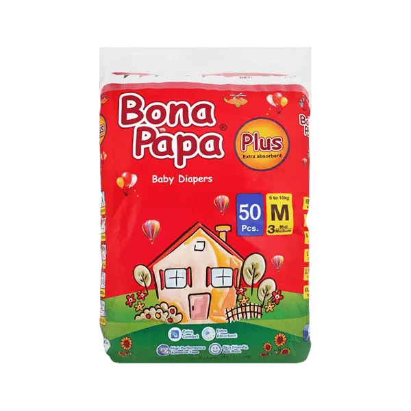 BONA PAPA PLUS BABY DIAPERS MEDIUM 3 5-10 KG 50PCS