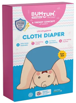 Bumtum Baby Cloth Diaper Free Size (Blue)