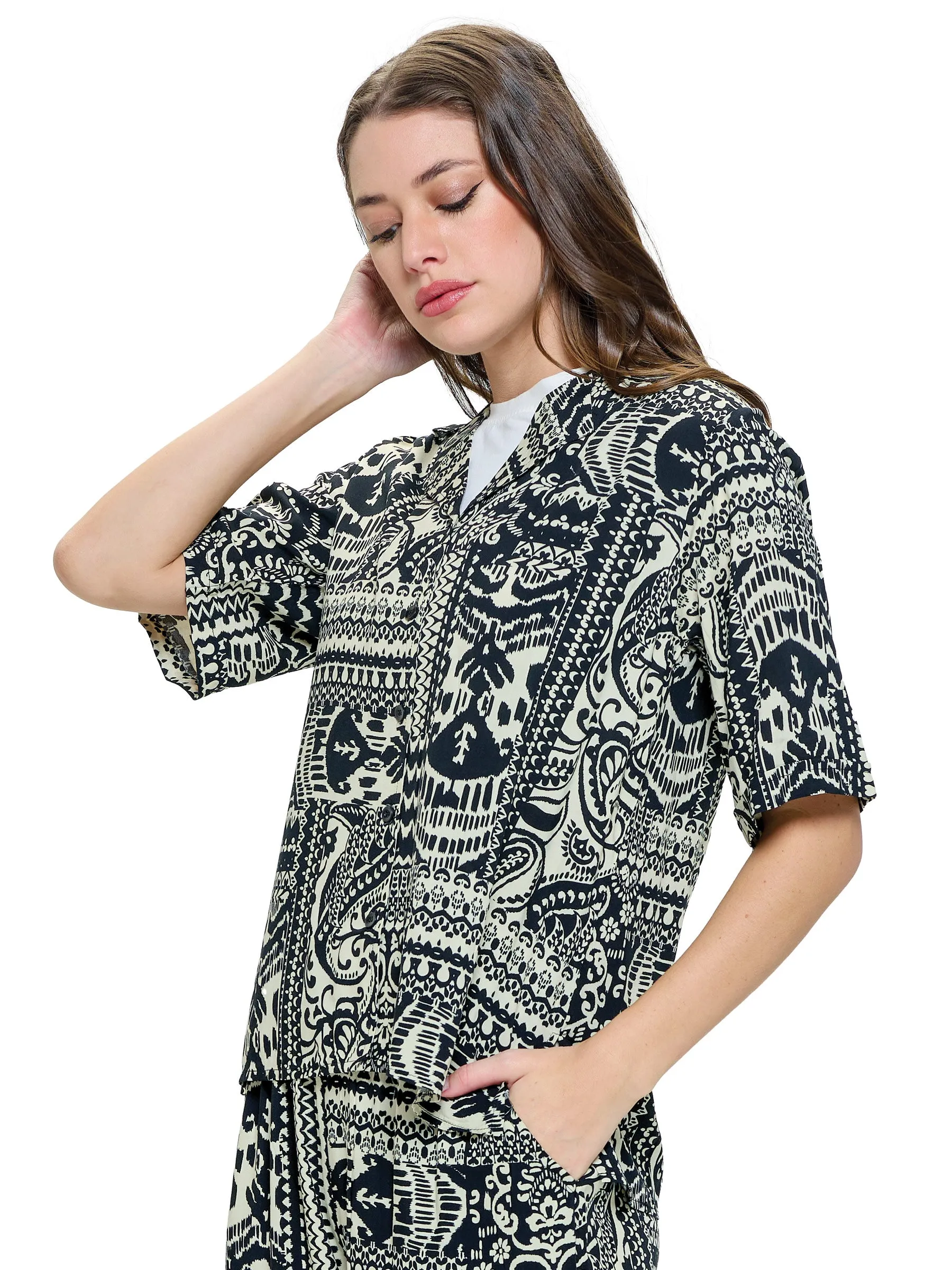 Button up Blouse Paisley Print