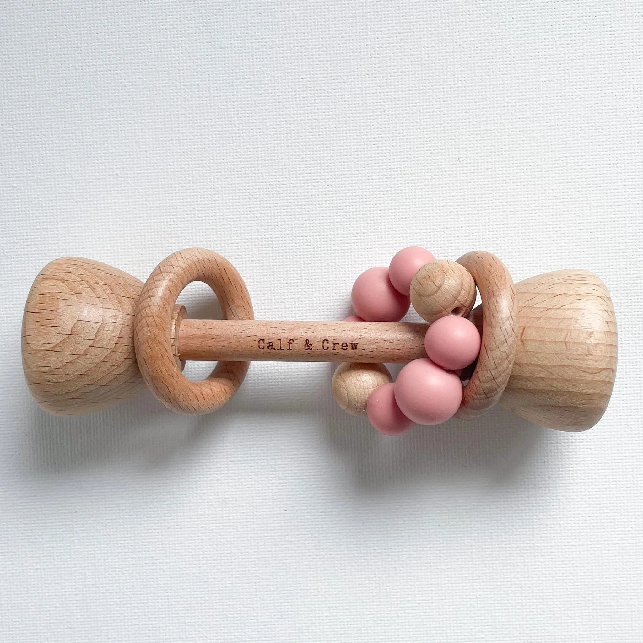 Calf & Crew Wooden Silicone Rattle - Blush