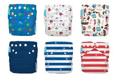 Charlie Banana 6 Diapers 12 Inserts Ocean Flair One Size Hybrid AIO