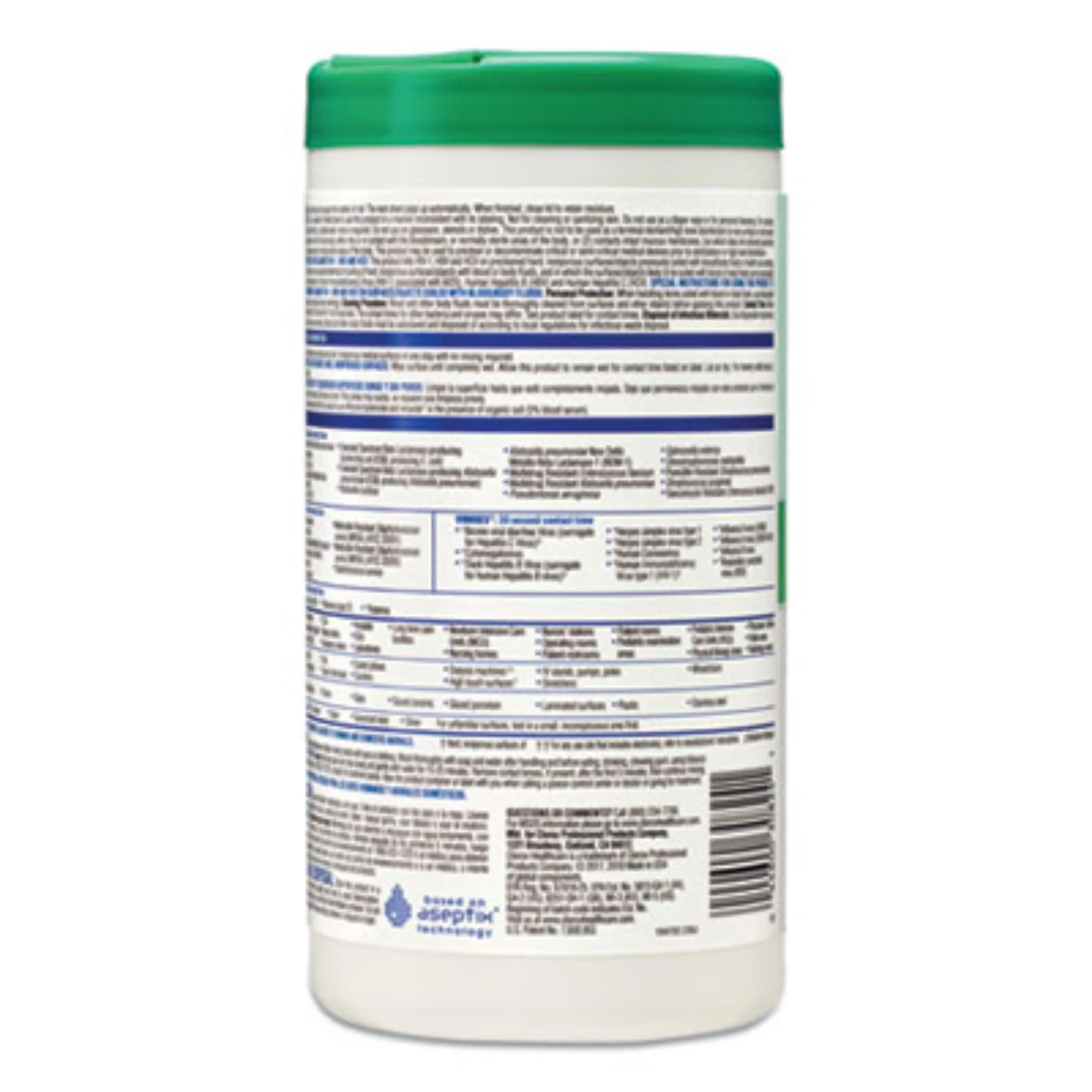 CLOROX SALES CO. CLO30824 Hydrogen Peroxide Cleaner Disinfectant Wipes, 9 x 6.75, Unscented, White, Canister of 95, Carton of 6 Canisters