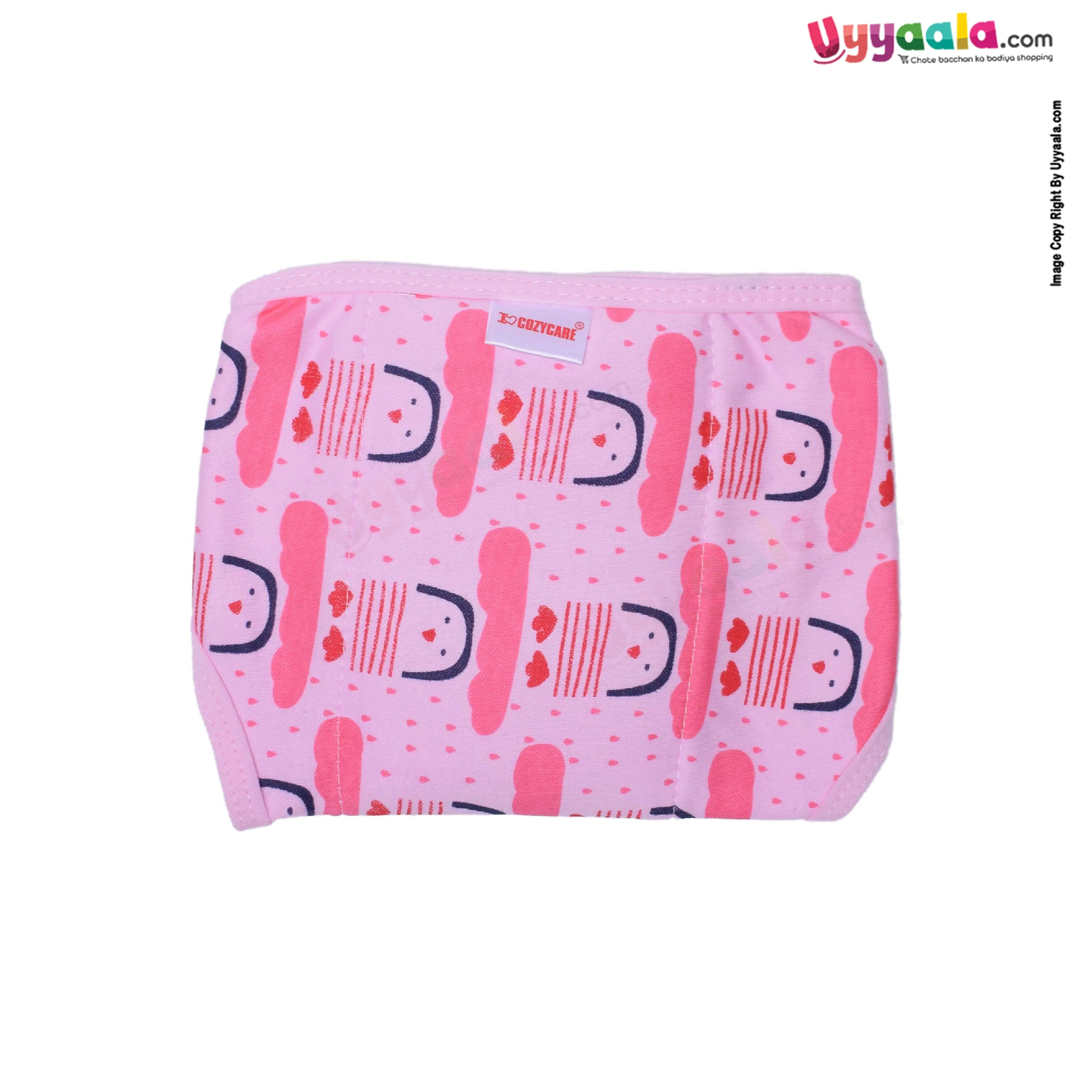 COZYCARE Washable Diapers Hosiery Velcro Penguin Print Green, Pink & Blue 3P Set (SS)