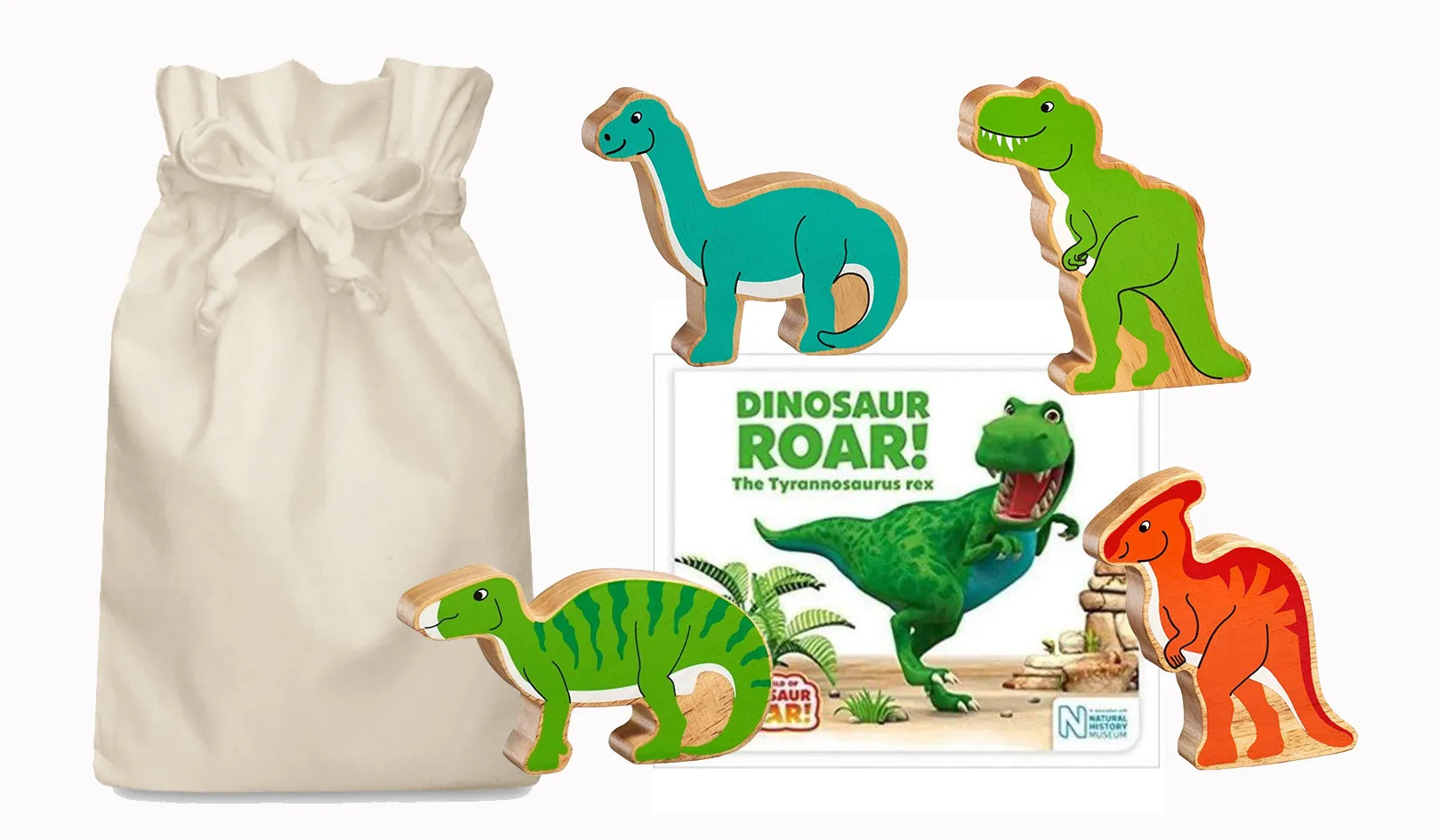 Dinosaur Roar Story Sack with Lanka Kade Wooden Dinosaurs