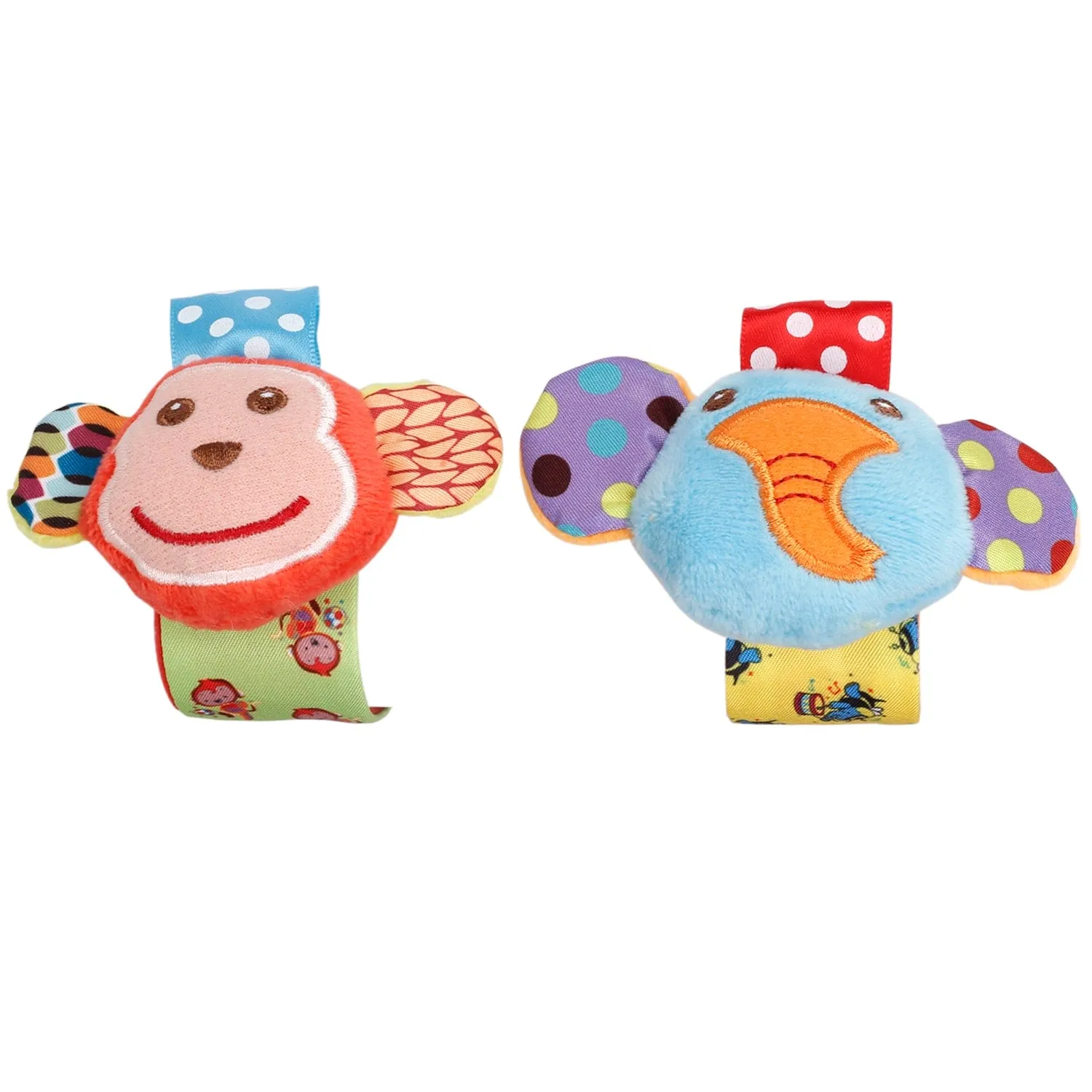 Elephant And Monkey Multicolour Set of 2 Wrist Rattle