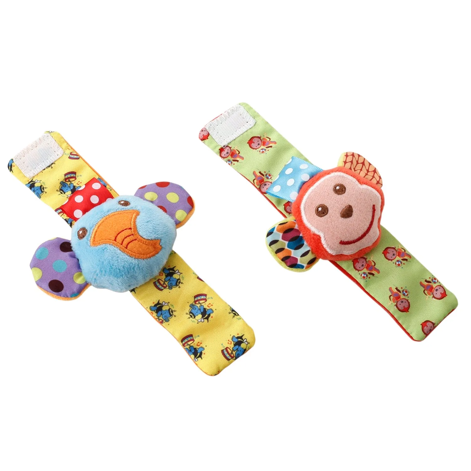 Elephant And Monkey Multicolour Set of 2 Wrist Rattle