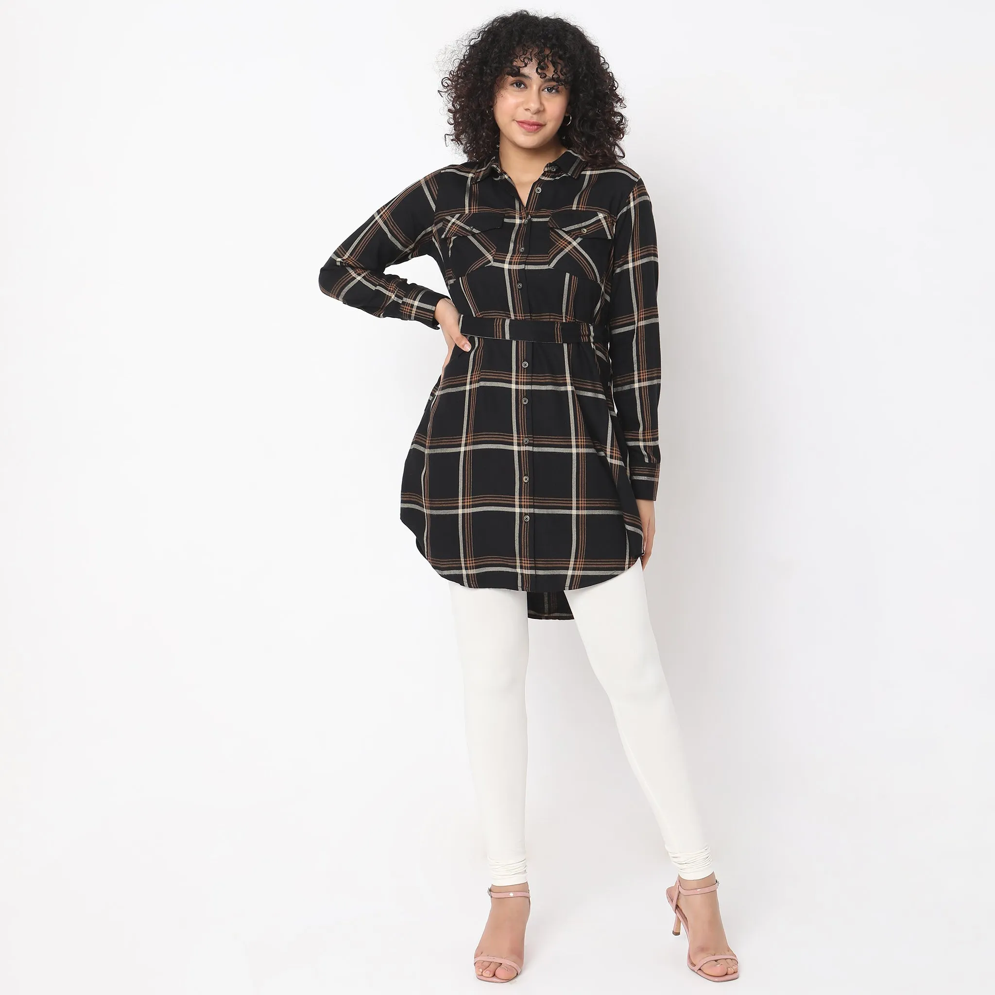 Flare Fit Checkered Tunic