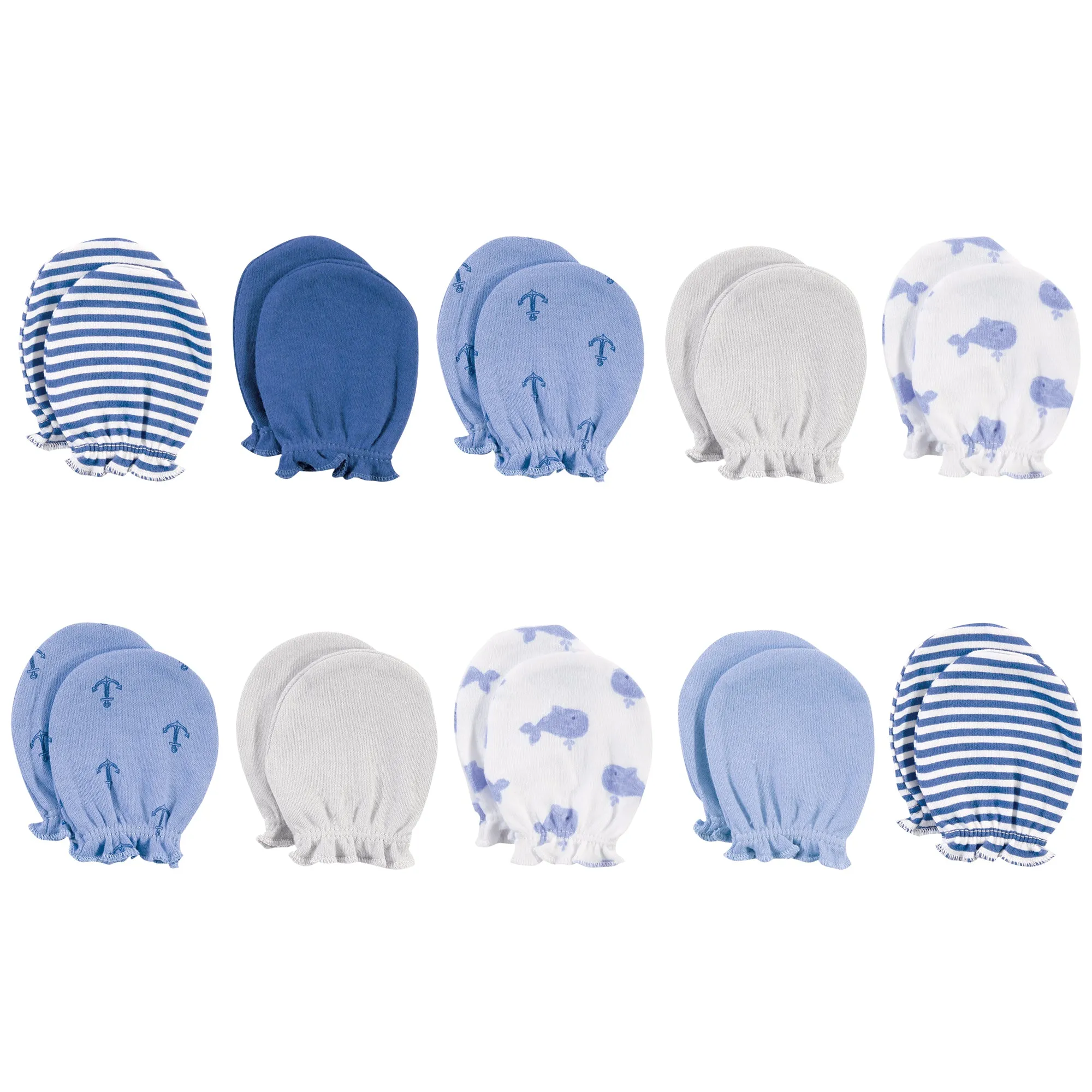 Hudson Baby Cotton Scratch Mittens, Blue Whale