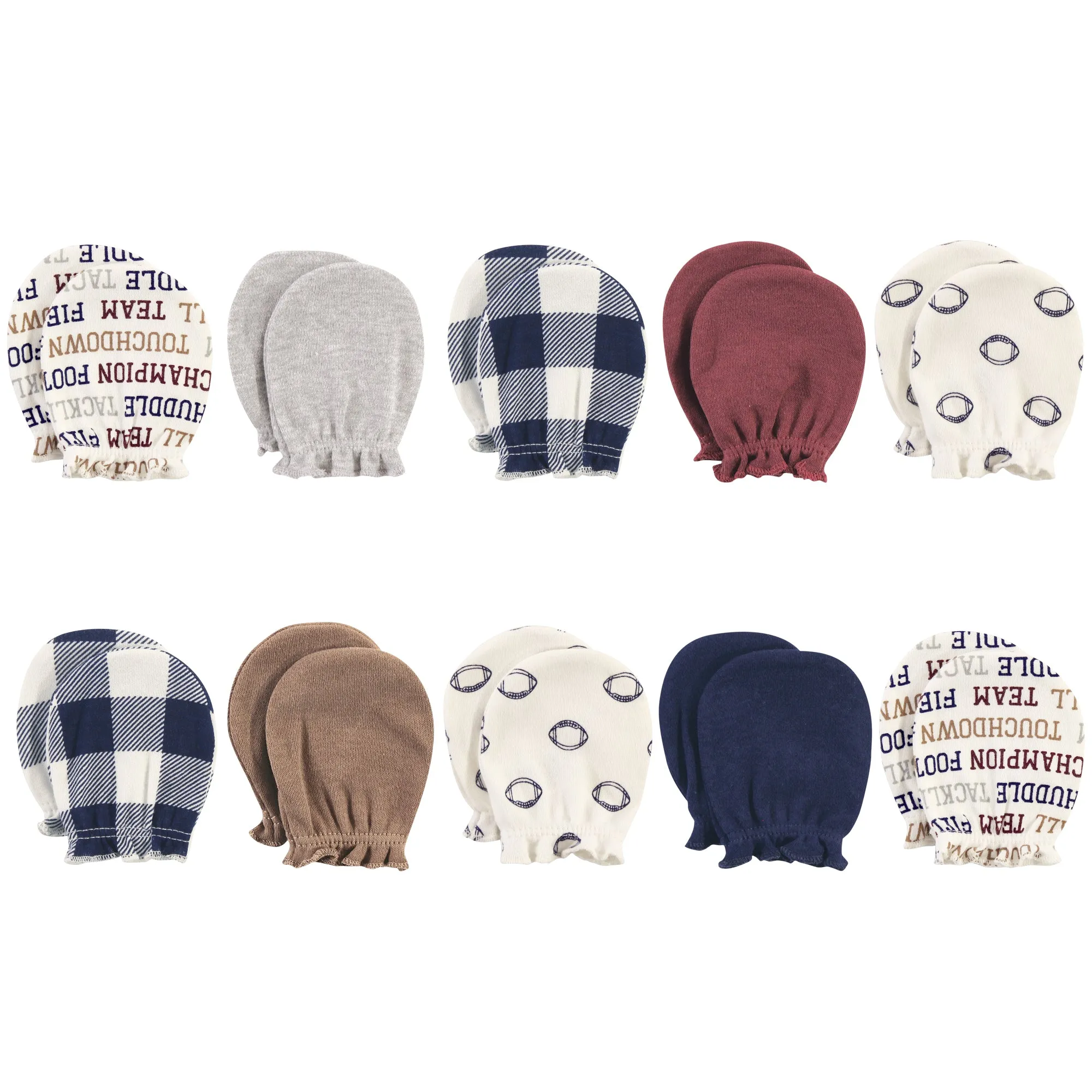 Hudson Baby Cotton Scratch Mittens, Football