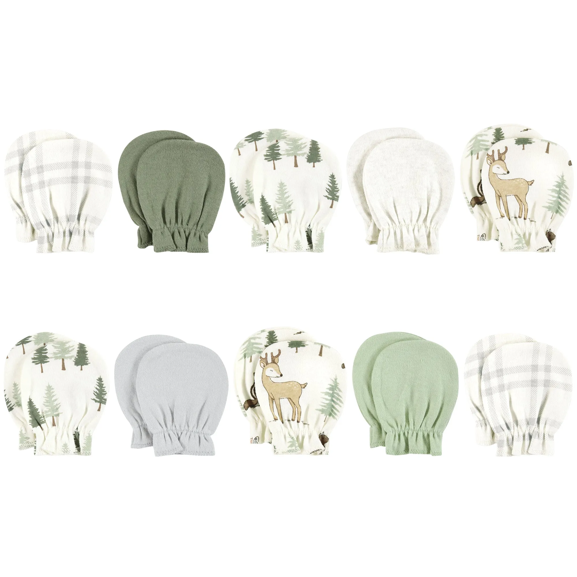 Hudson Baby Cotton Scratch Mittens, Forest Animals