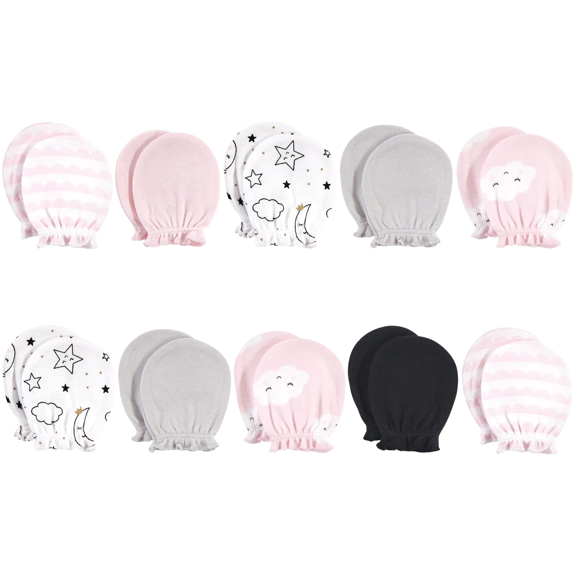 Hudson Baby Cotton Scratch Mittens, Pink Clouds