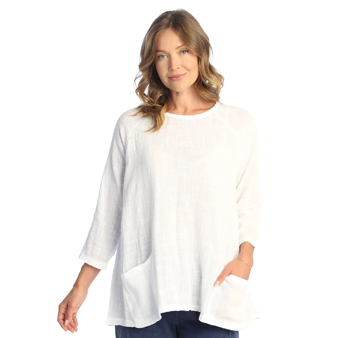 Jess & Jane Mineral Washed Gauze Tunic With Pockets - M103