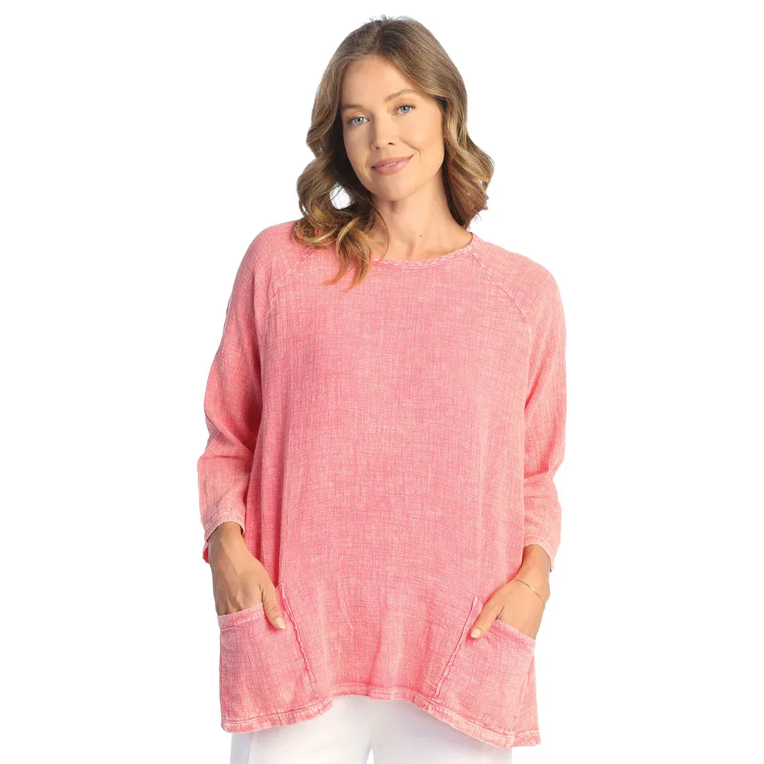 Jess & Jane Mineral Washed Gauze Tunic With Pockets - M103