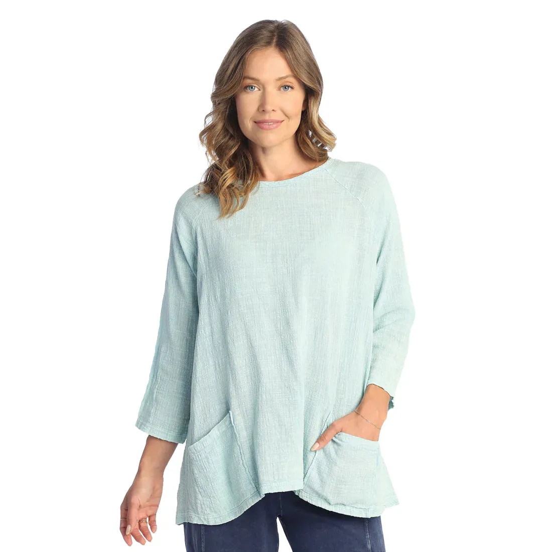 Jess & Jane Mineral Washed Gauze Tunic With Pockets - M103