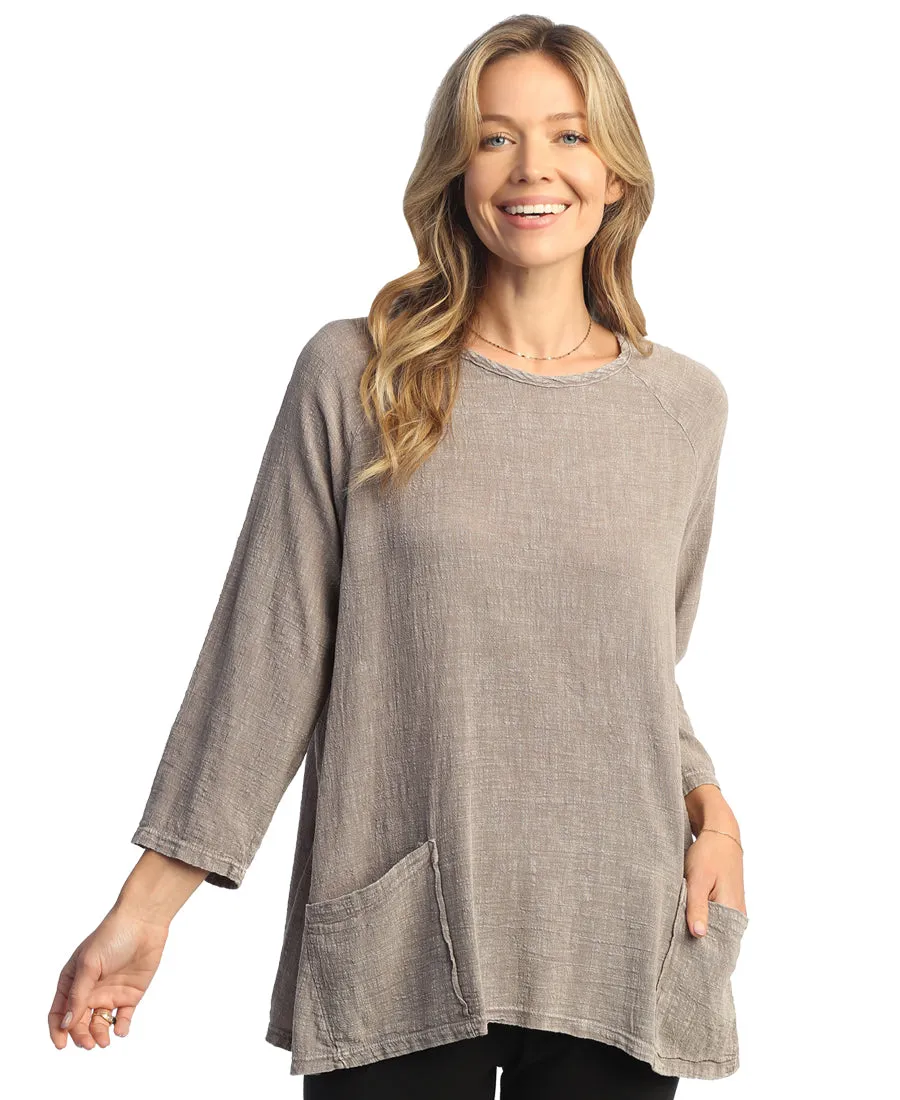 Jess & Jane Mineral Washed Gauze Tunic With Pockets - M103