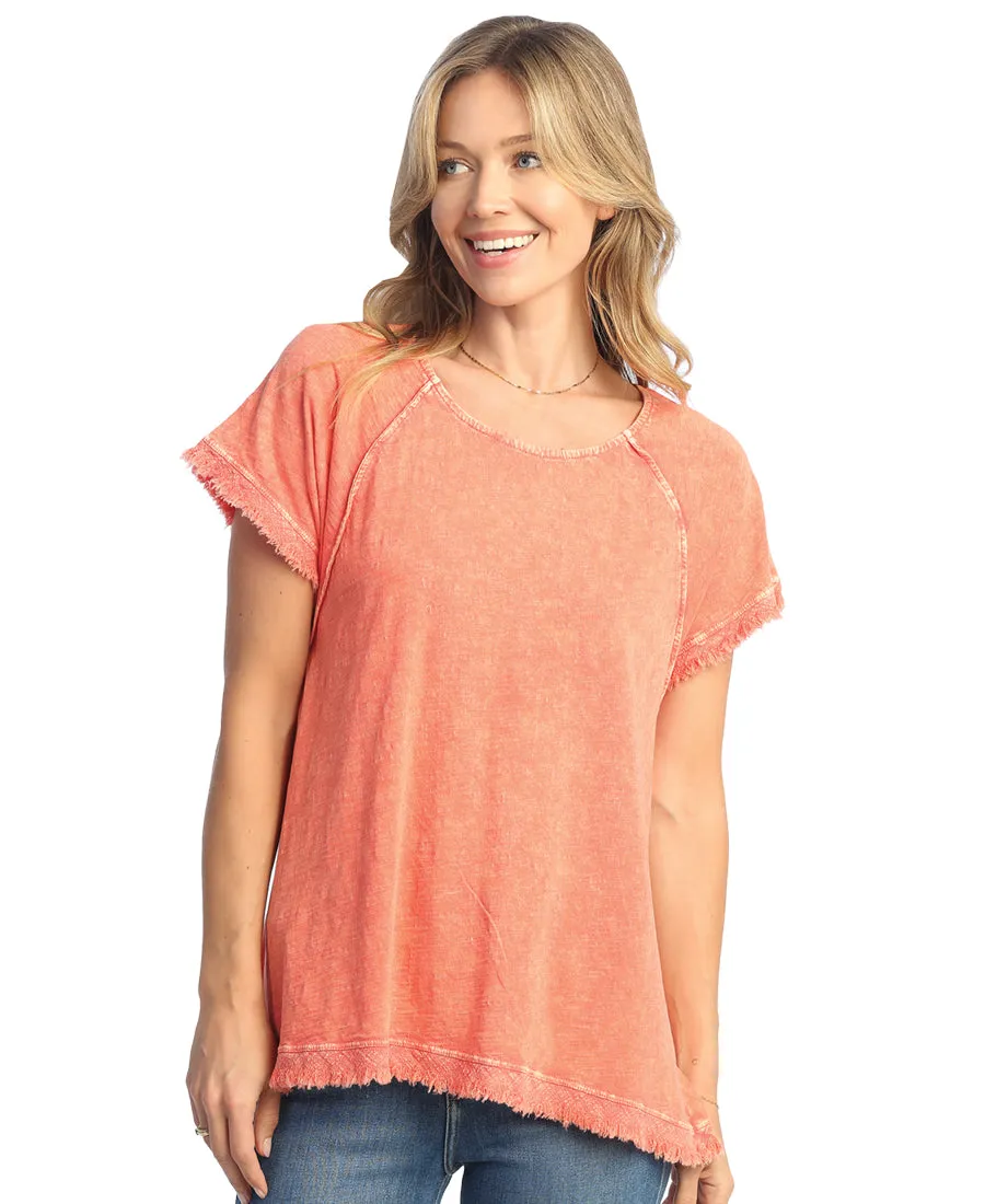 Jess & Jane Mineral Washed Raglan Short-Sleeve Top - M115