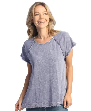 Jess & Jane Mineral Washed Raglan Short-Sleeve Top - M115