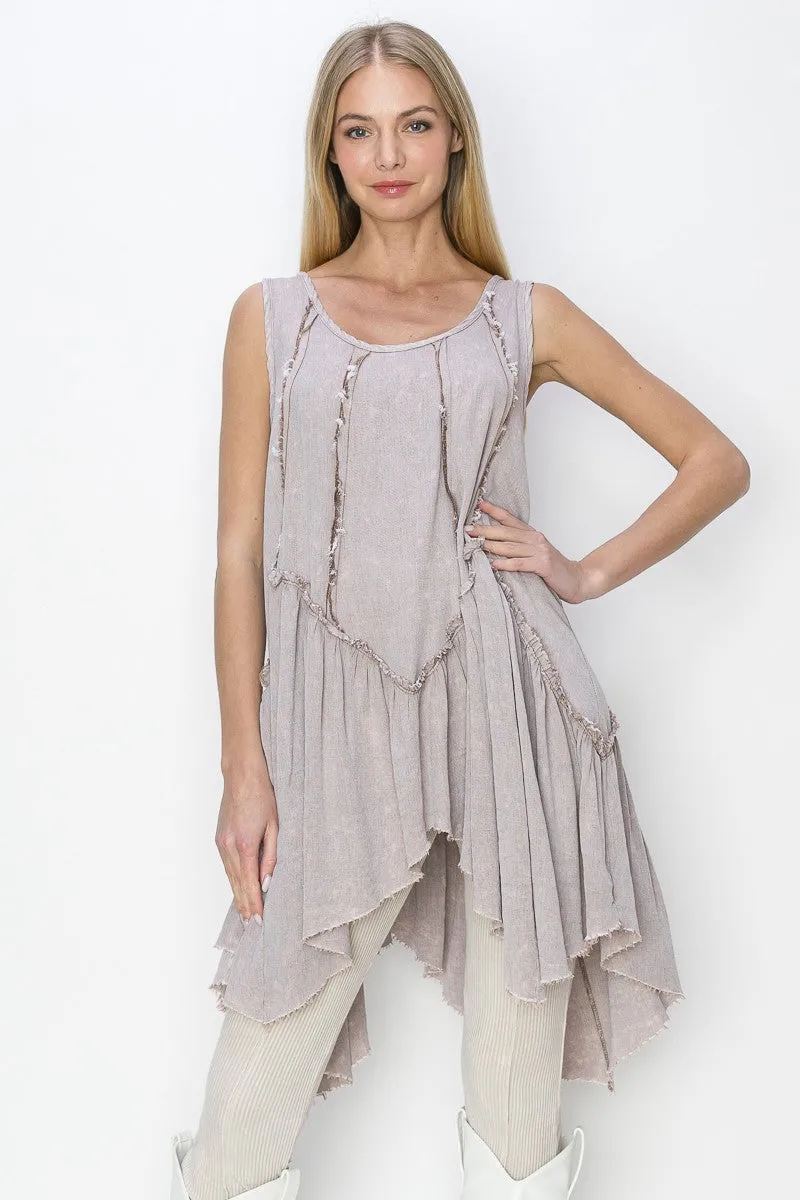 J.Her Sleeveless Boho Tunic Top in Desert Taupe