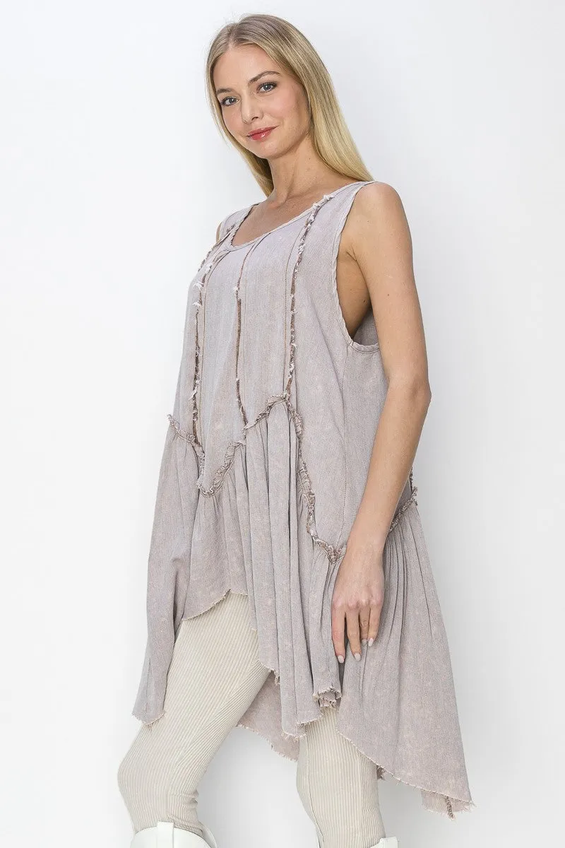 J.Her Sleeveless Boho Tunic Top in Desert Taupe