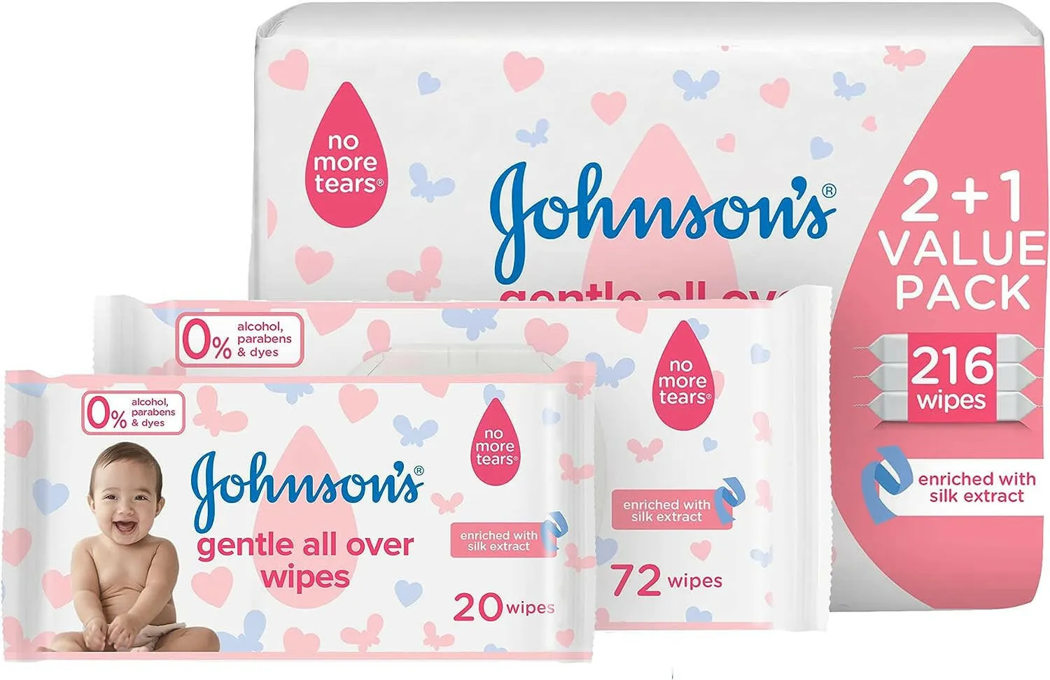 Johnson's Gentle All Over Wipes, 216pcs