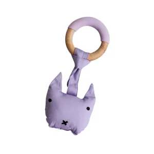 Little Rawr Wood Plush Rattle Teether Toy- Kitty(Purple)