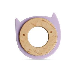 Little Rawr Wood   Silicone Disc Teether- KITTY Shape- Purple