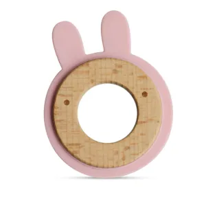 Little Rawr Wood   Silicone Disc Teether- Rabbit(Pink)