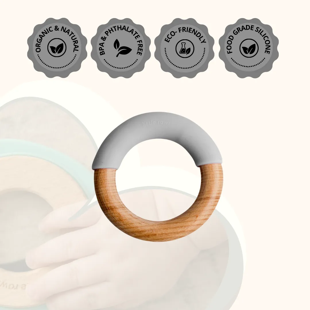 Little Rawr Wood   Silicone Simple Ring - Grey