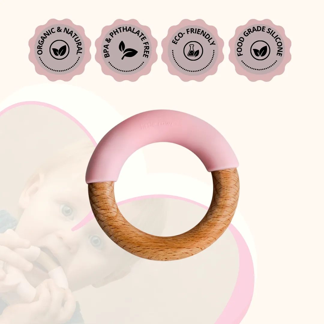 Little Rawr Wood   Silicone Simple Ring- Pink