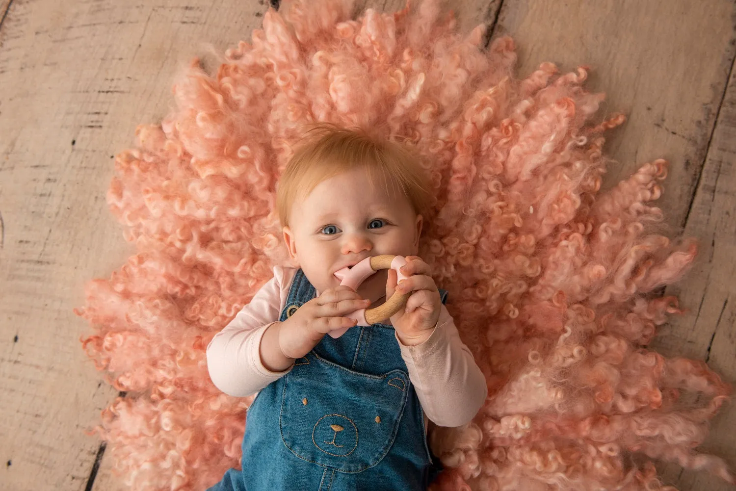 Little Rawr Wood   Silicone Teether Ring - RABBIT Shape- Pink