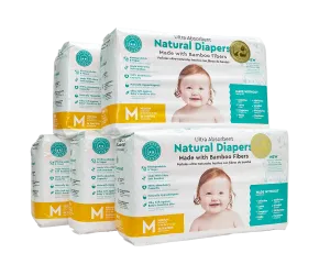 Little Toes Disposable Biodegradable Bamboo Diapers Monthly Value Pack (180 Count) Size - Medium or Large